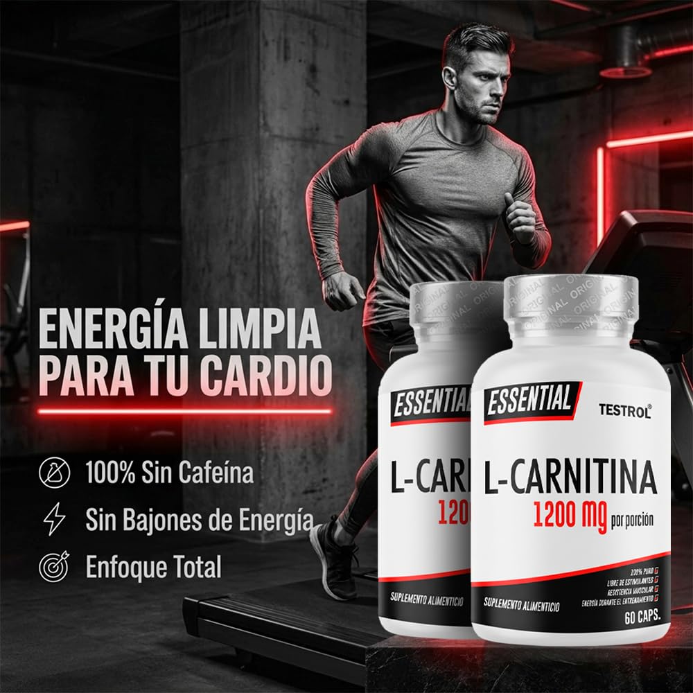 Carnitina Essential 1200mg por porción, L Carnitina Tartatro libre de  Estimulantes para Hombre y Mujer, Calidad Premium