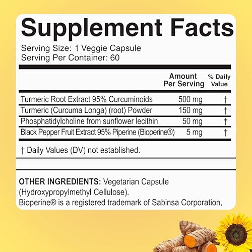 Miniatura 6 de Cúrcuma de alta potencia del Dr. Colbert con bioperina 60 cápsulas 500 mg extracto de raíz de cúrcuma