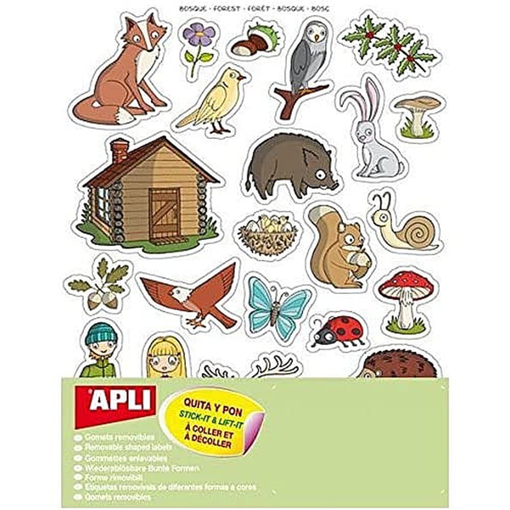 APLI Kids 11444-Gomets temáticos El Bosque 12 hojas