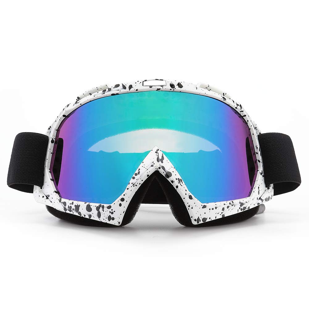 SPOSUNE Motorradbrille, ATV Dirt Bike Off Road Racing MX-Fahrbrille Anti-Scratch Staubdicht Biegbar UV400 Brille Gepolstert Weicher Dicker Schaumstoff, Verstellbarer Riemen Erwachsenen-Motocross