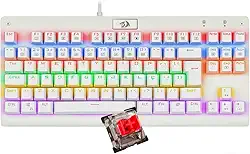Teclado Mecânico Gamer Redragon Dark Avenger Lunar White IIuminação Rainbow Switch Vermelho K568W-R