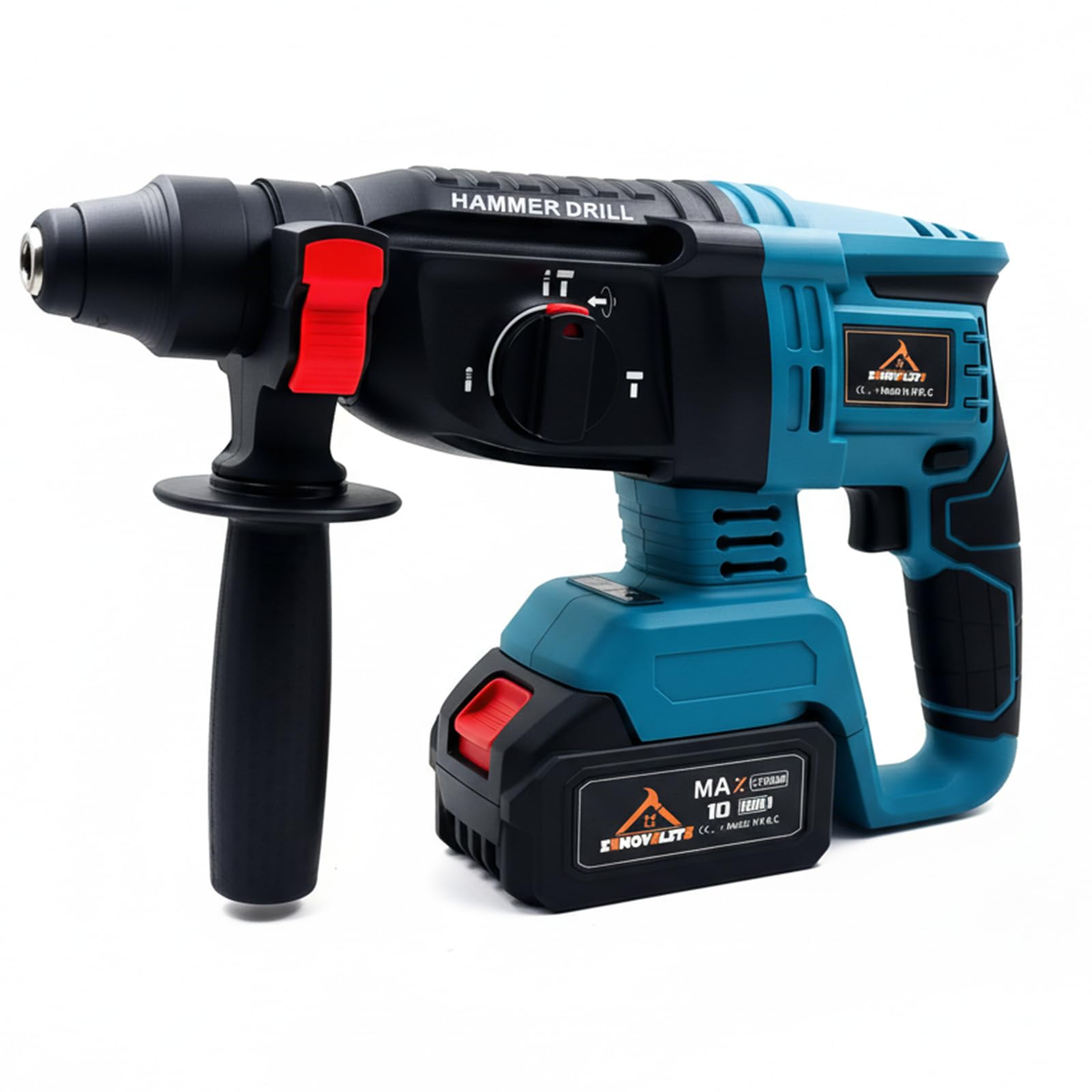 Voltix Martello Perforatore a Batteria Brushless con 2 Batterie, Trapano Tassellatore e Trapano a Percussione Portatile, Motore Senza Spazzole Potente per Lavori su Calcestruzzo e Muro