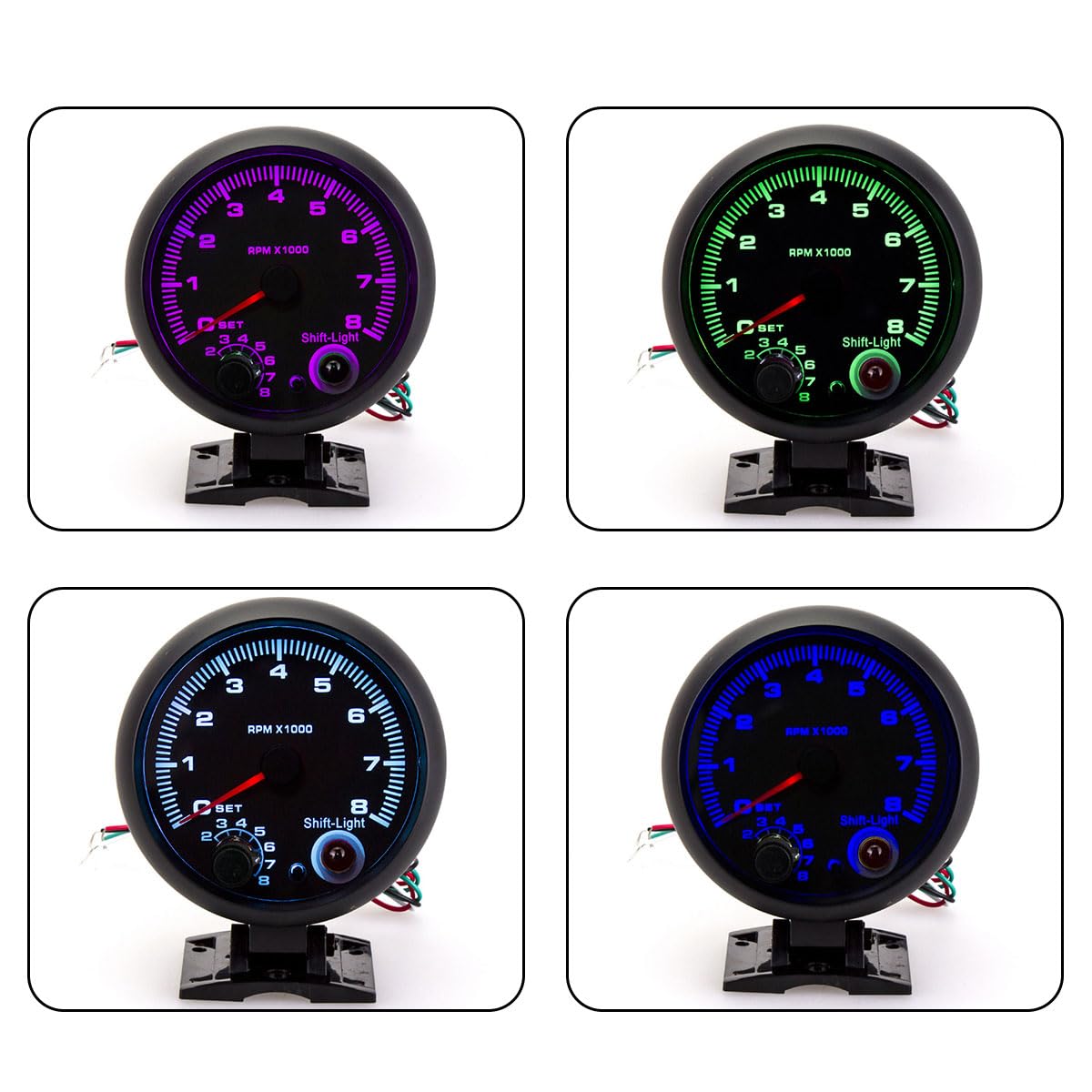 Amazon | カータコメーター 12V 95mm 指針式 0~8000RPM ポインタータコ