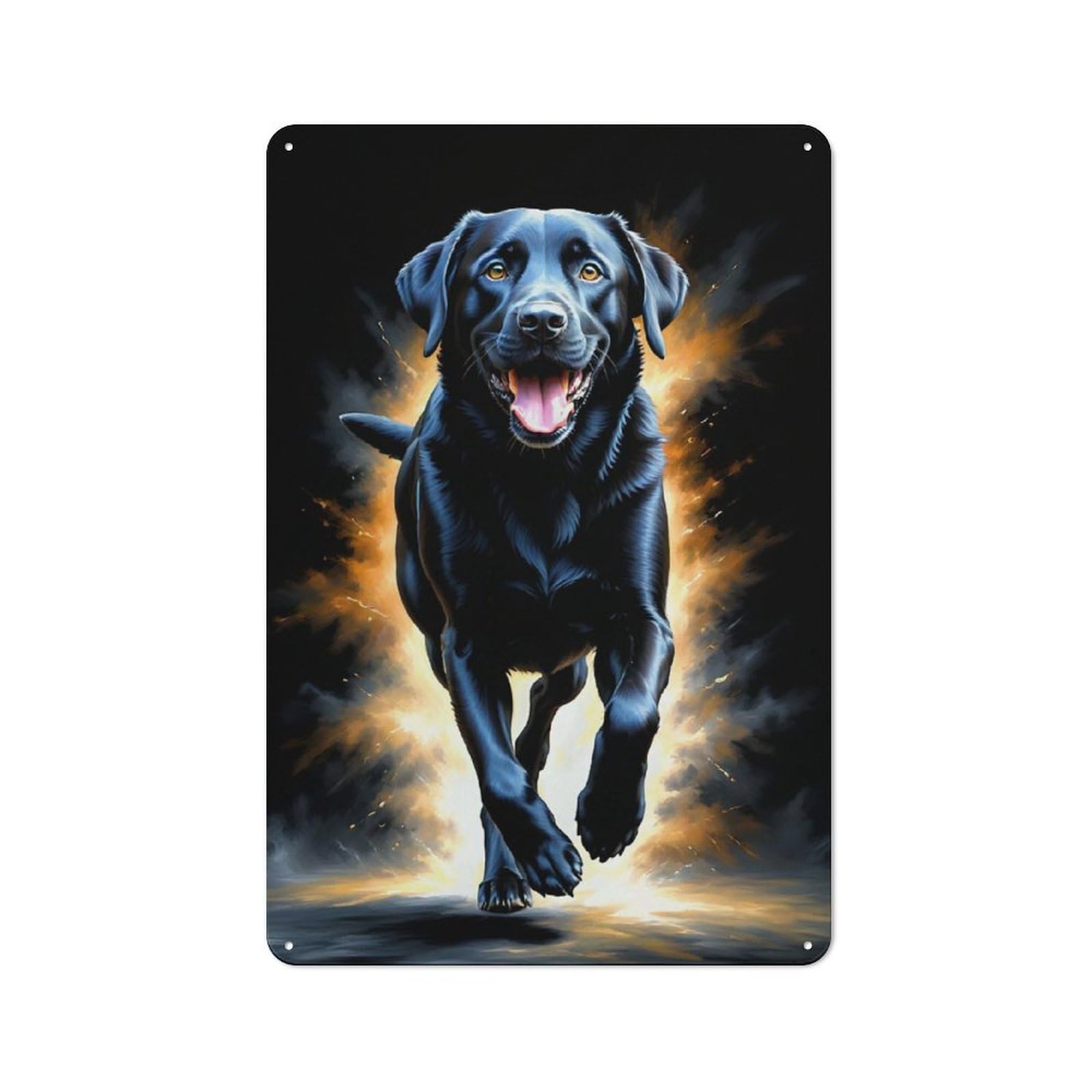 Junmoney Black Labrador Running For Lounge Or Reading Corner, Vintage Metal Sign 30X20cm, For Cooler-Season Styling In Lounge And Reading Corner