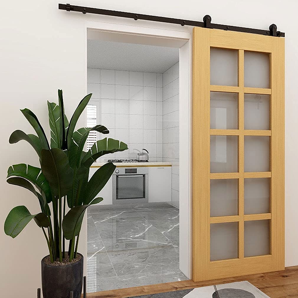 CCJH 200cm Sliding Door System Hardware Rail Set Sliding Door Black T Shape, 2M/6.6FT - Image 3