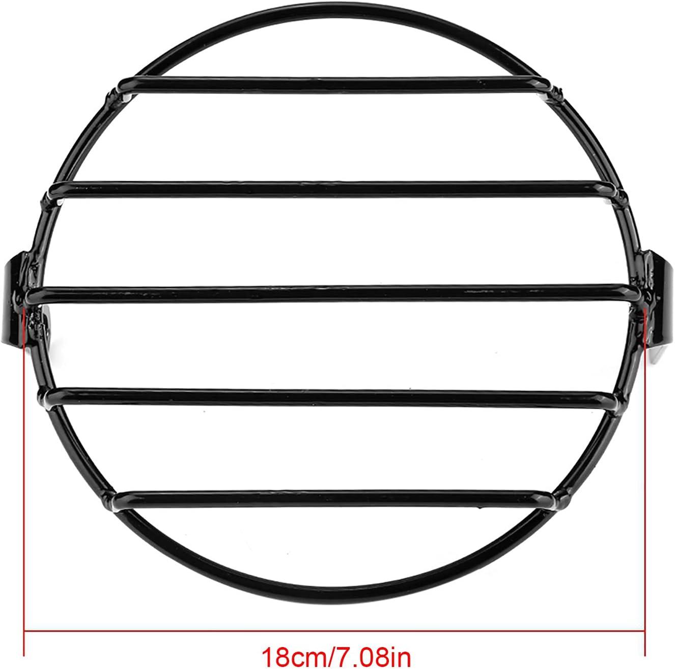 Qiilu Motorcycle Headlight Grill, 7.09inch Iron Retro Motorcycle Headlight Grill Round Cover Mask (Black)