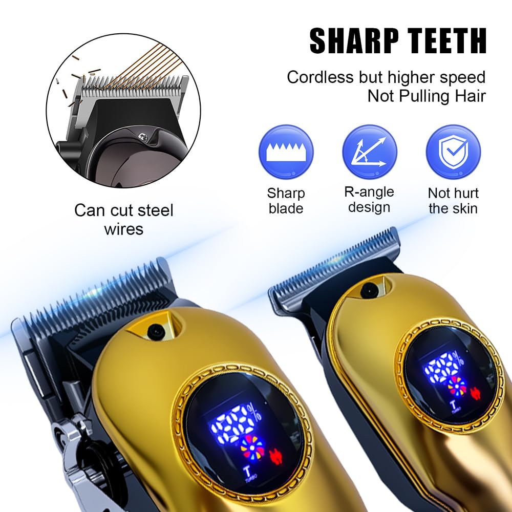 Professional Men's Hair Clippers, Trimmer Kit with LED Display