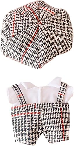 niannyyhouse Muñeca Dressup 7.8in20cm Muñeca de felpa estilo universitario pata de gallo ropa para niños (negro)