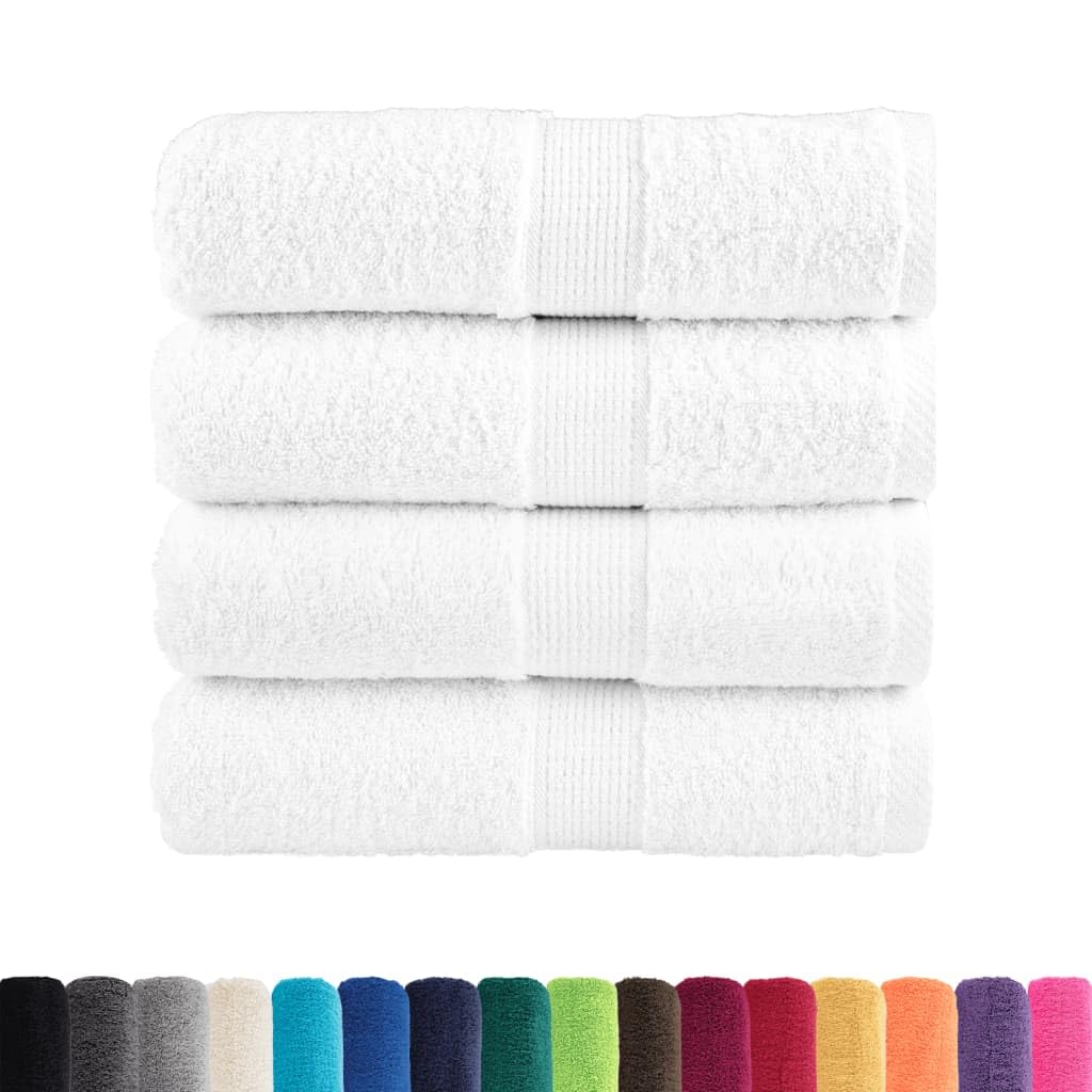 Biancheria e biancheria da letto, Asciugamani per ospiti Premium, 4 pezzi, bianco, 30 x 50 cm, 600 g/m², 100% cotone