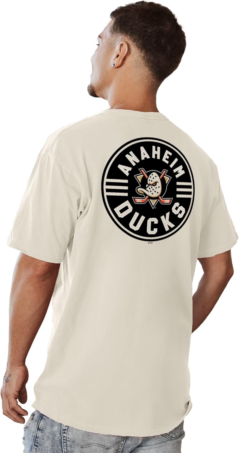 Blue 84 NHL Unisex-Adult NHL Officially Licensed T-Shirt Ringspun Front/Back Ivory Puck - Image 3