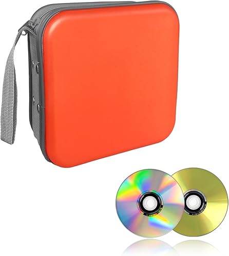 Augeny Estuche portátil para CD de capacidad para 48 unidades, soporte portátil de plástico duro para DVD, carpeta de almacenamiento de discos para