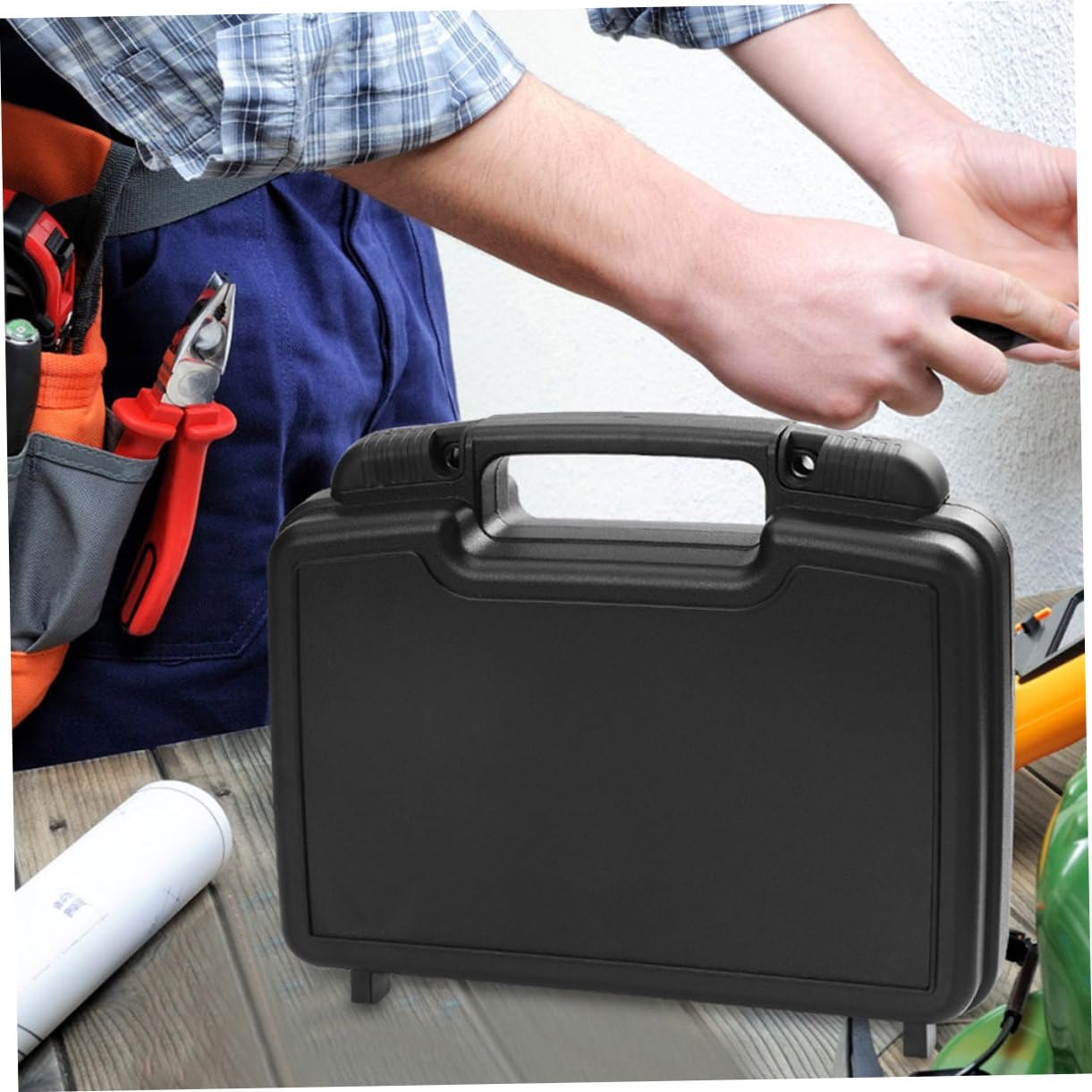 Cassetta Attrezzi Multifunzione Nera Pp 2 Pezzi Scomparti | Design Portatile e Chiusura Sicura, Vaschette Interne, per Officina e Progetti in Movimento