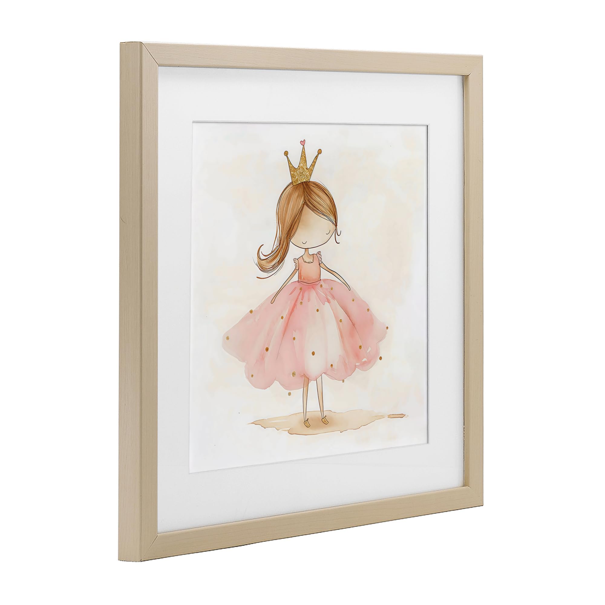 Pequeña princesa con corona para sala de juegos, 40,6 x 40,6 cm, enmarcado