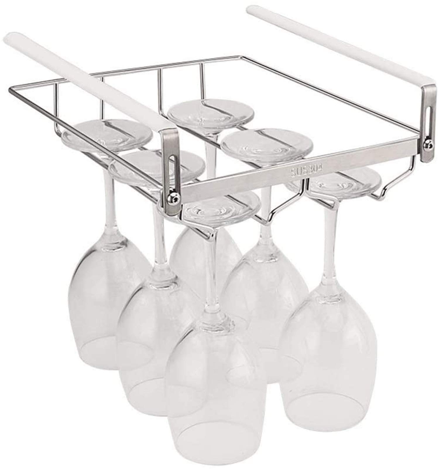 Porte-verre à pied suspendu en inox réglable 23x27.5x5cm pour bar et cuisine