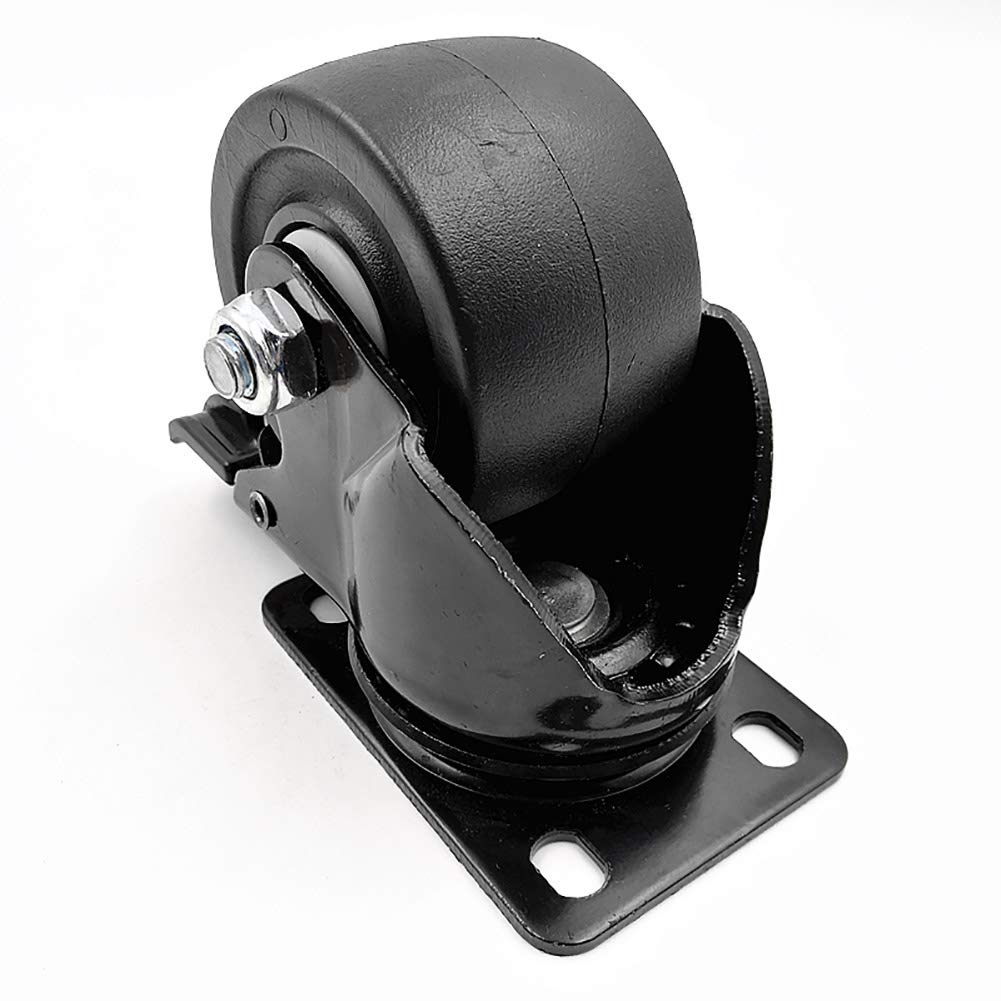 Set di 4 Ruote girevoli universali in Nylon per impieghi gravosi da 3" 75 mm 1200 kg con Freno, per Trasporto Industriale, Doppio Cuscinetto, per carrelli e Attrezzature Pesanti (2640 libbre