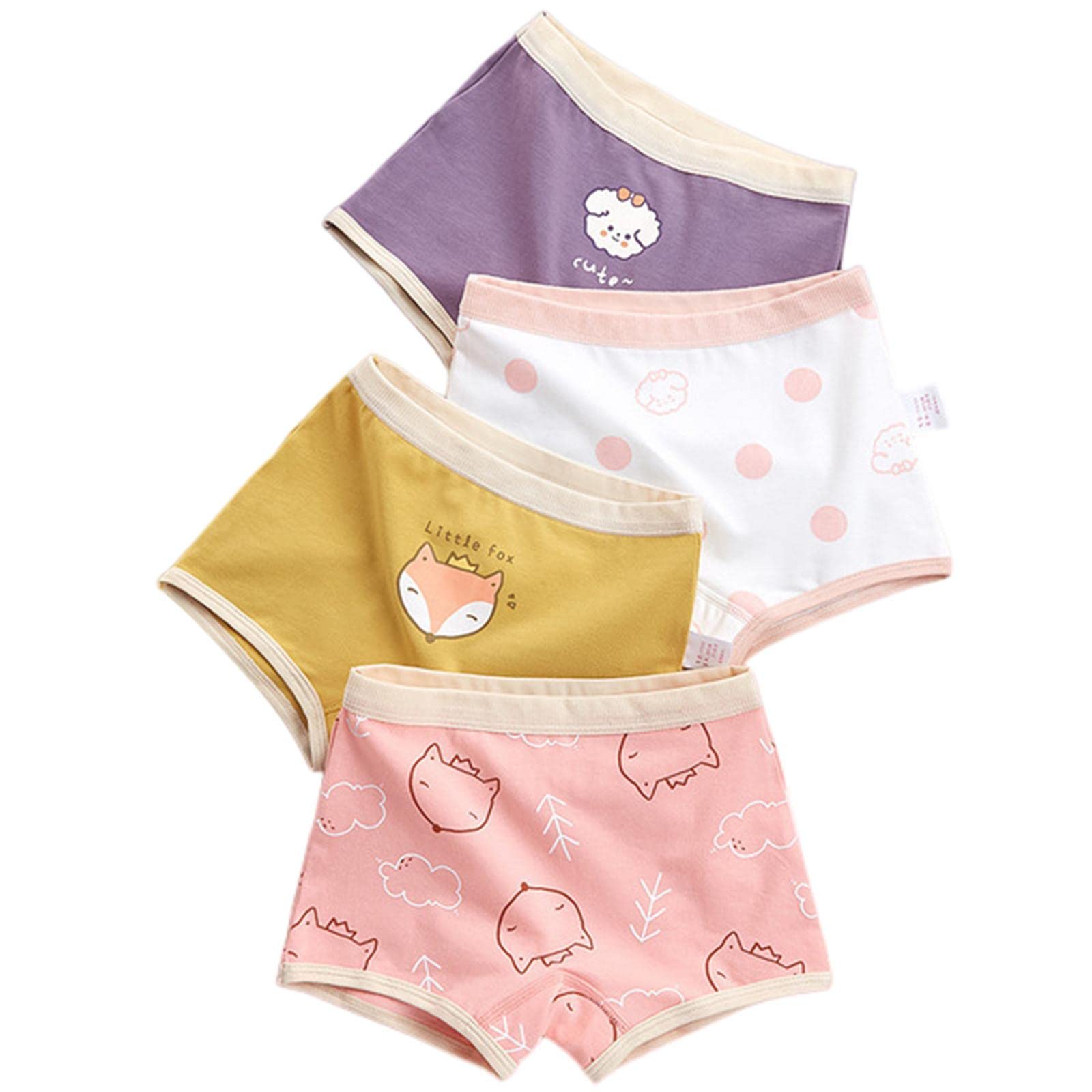 Kids underwear Girls Underpants Kids Cotton Underpants Kids Briefs Cartoon Shorts 4Pcs Piece