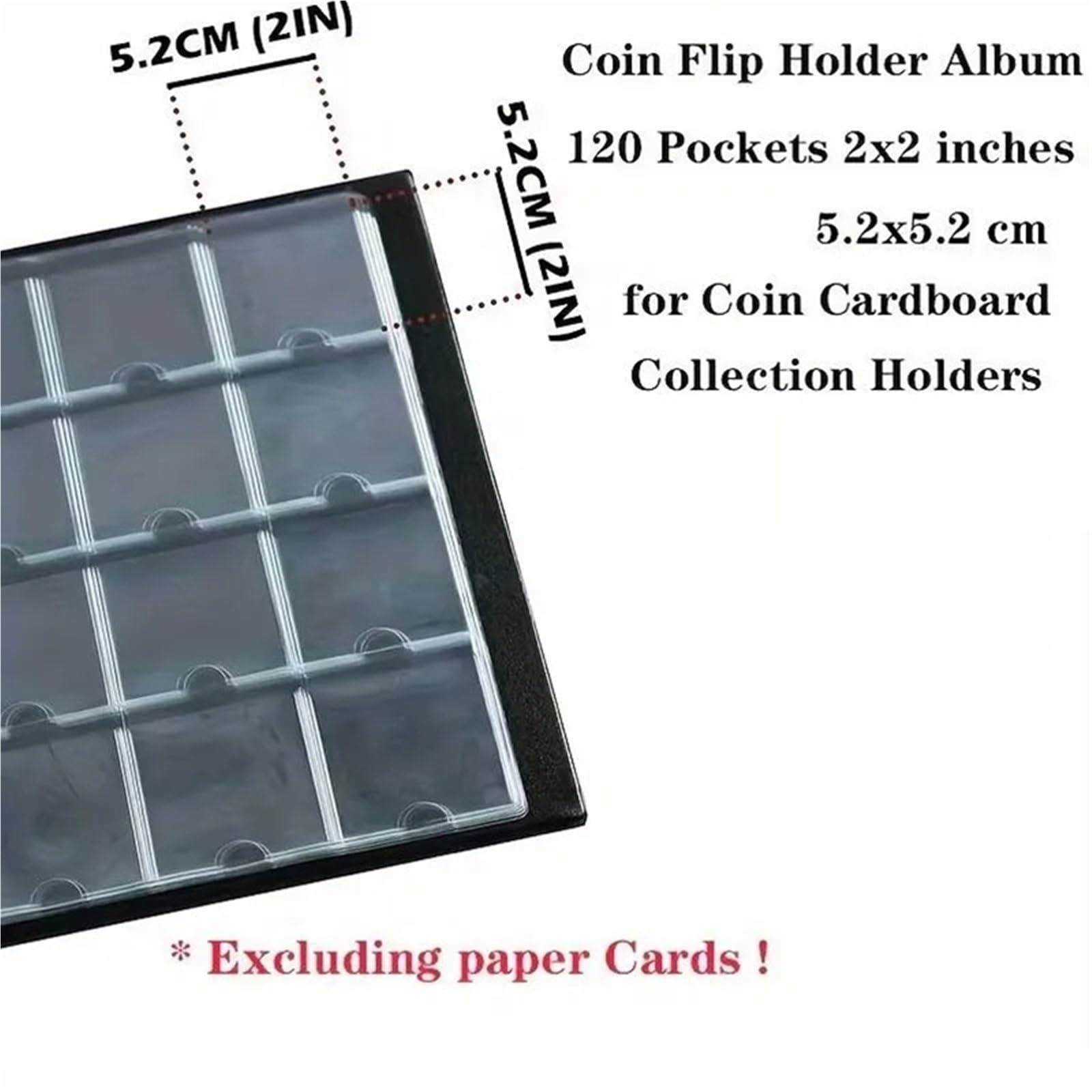 Album Monedas 120 Pockets Artificial PU Leather Coins Collection Album Book Collecting Money Organizer Storage Bags PVC Film(Black Set)