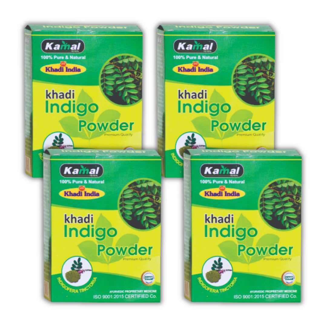 KAMAL HERBAL Khadi Indigo Powder – By KHYATI NATURALS | 100% Natural & Chemical-Free Hair Color | Ayurvedic Herbal Dye for Healthy, Lustrous Hair (BLACK, Pack of 4)-image-9