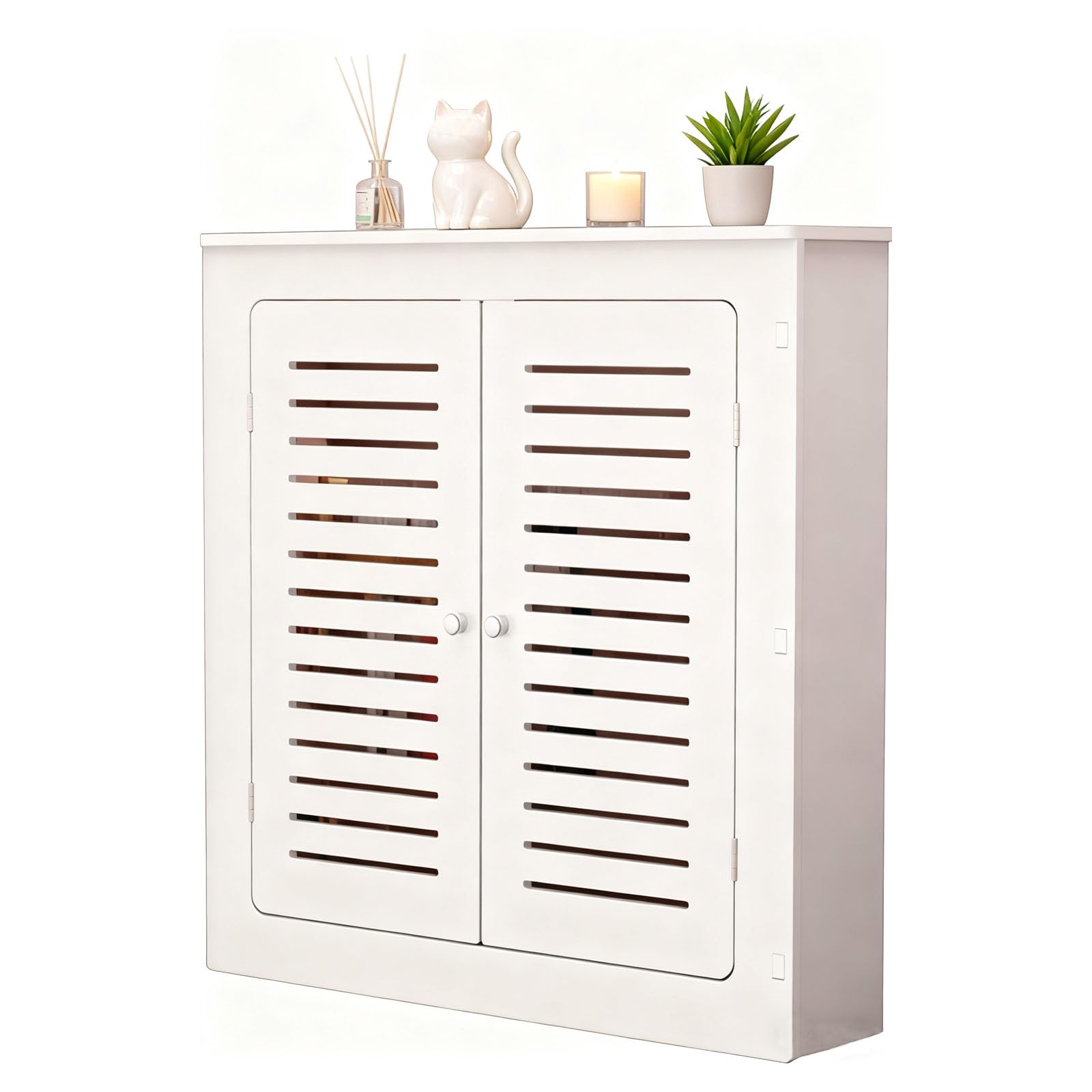 Osłona grzejnika, Biała szafka na osłonę grzejnika z 2 drzwiami, wiele rozmiarów(L80cm*H90cm*T15cm)