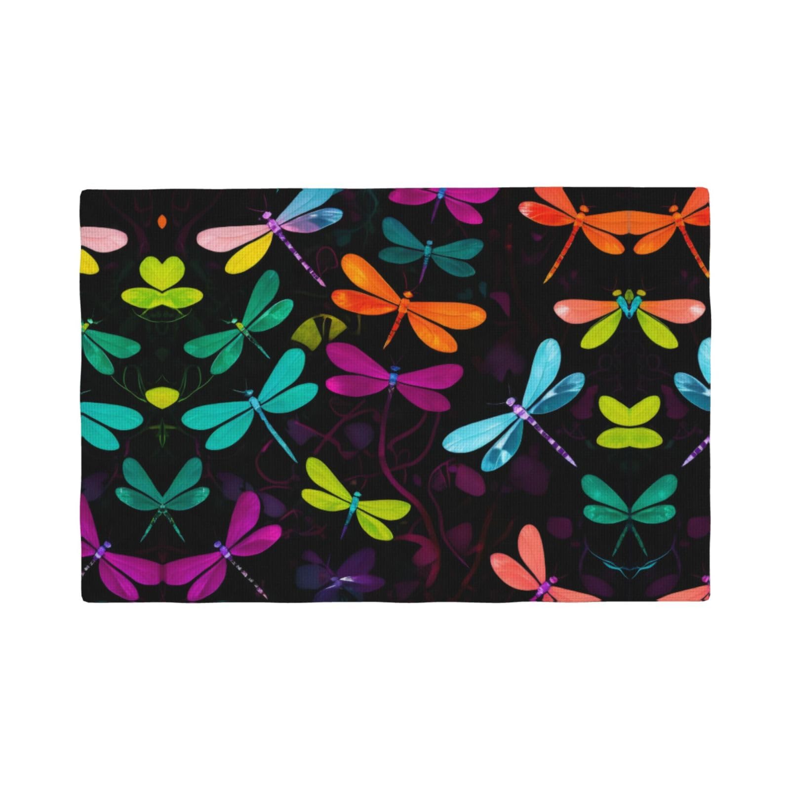 Cute Dragonfly Imitation Linen Placemat – Elegant Double-Sided Printed Table Mat for Home, Dining, Weddings