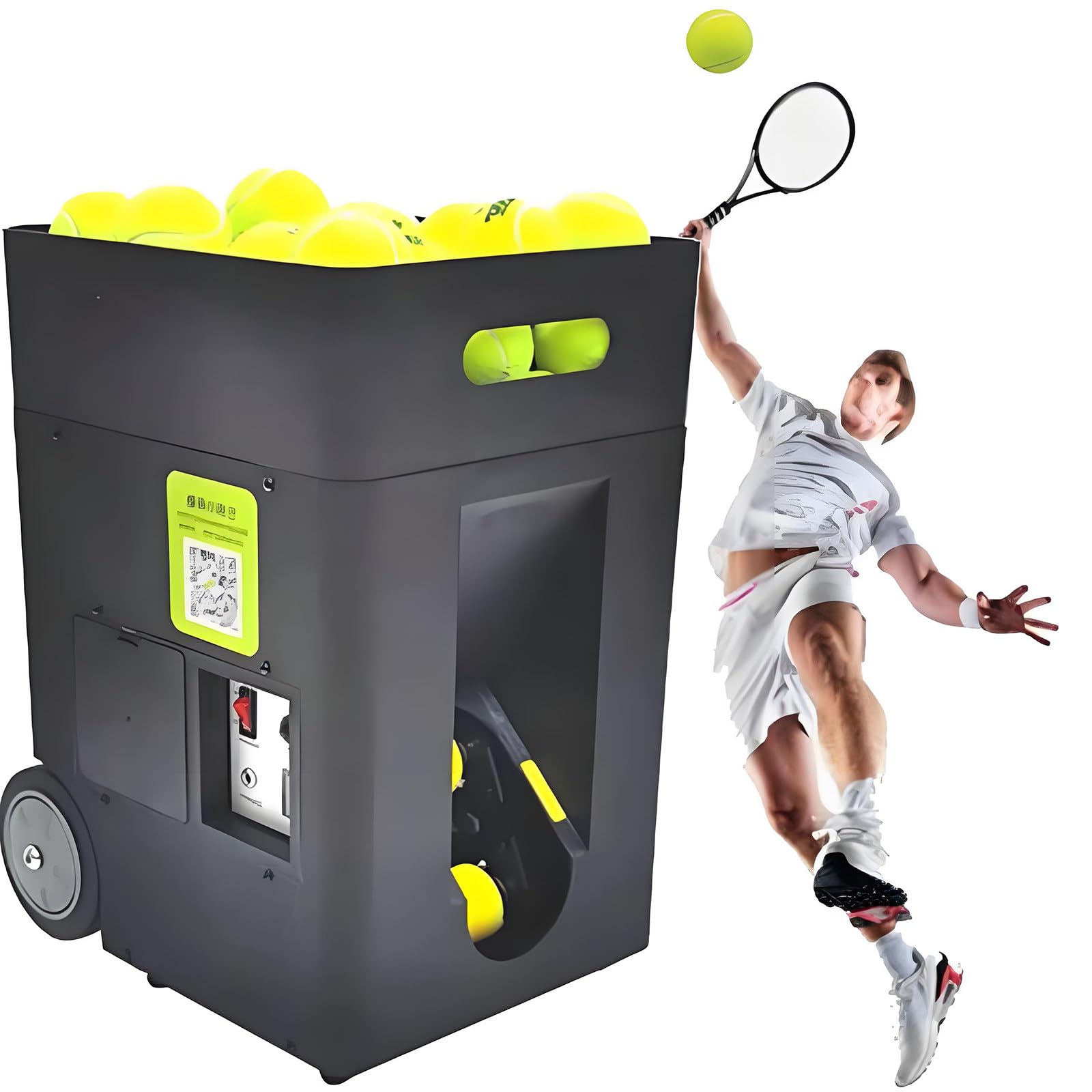 Macchina portatile per palline da tennis, lancio automatico intelligente con telecomando e app, angolo regolabile, 50 palline per allenamento da solo, ideale per principianti