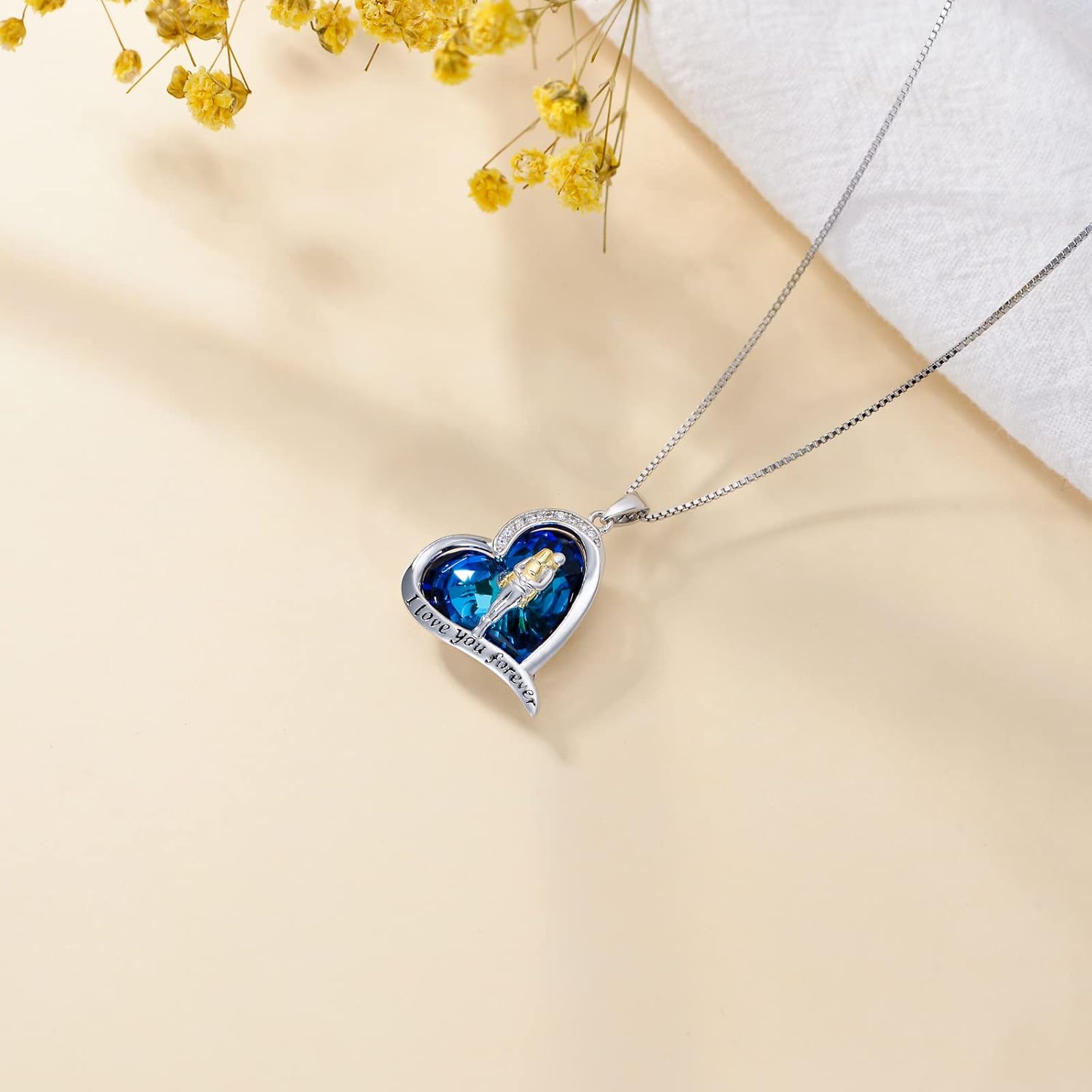 TOUPOP Father and Daughter Necklace 925 Sterling Silver Daughters Necklaces from Dad Heart Crystal Pendant I Love You Forever Jewelry Valentines Day Birthday Gifts for Women - Image 4