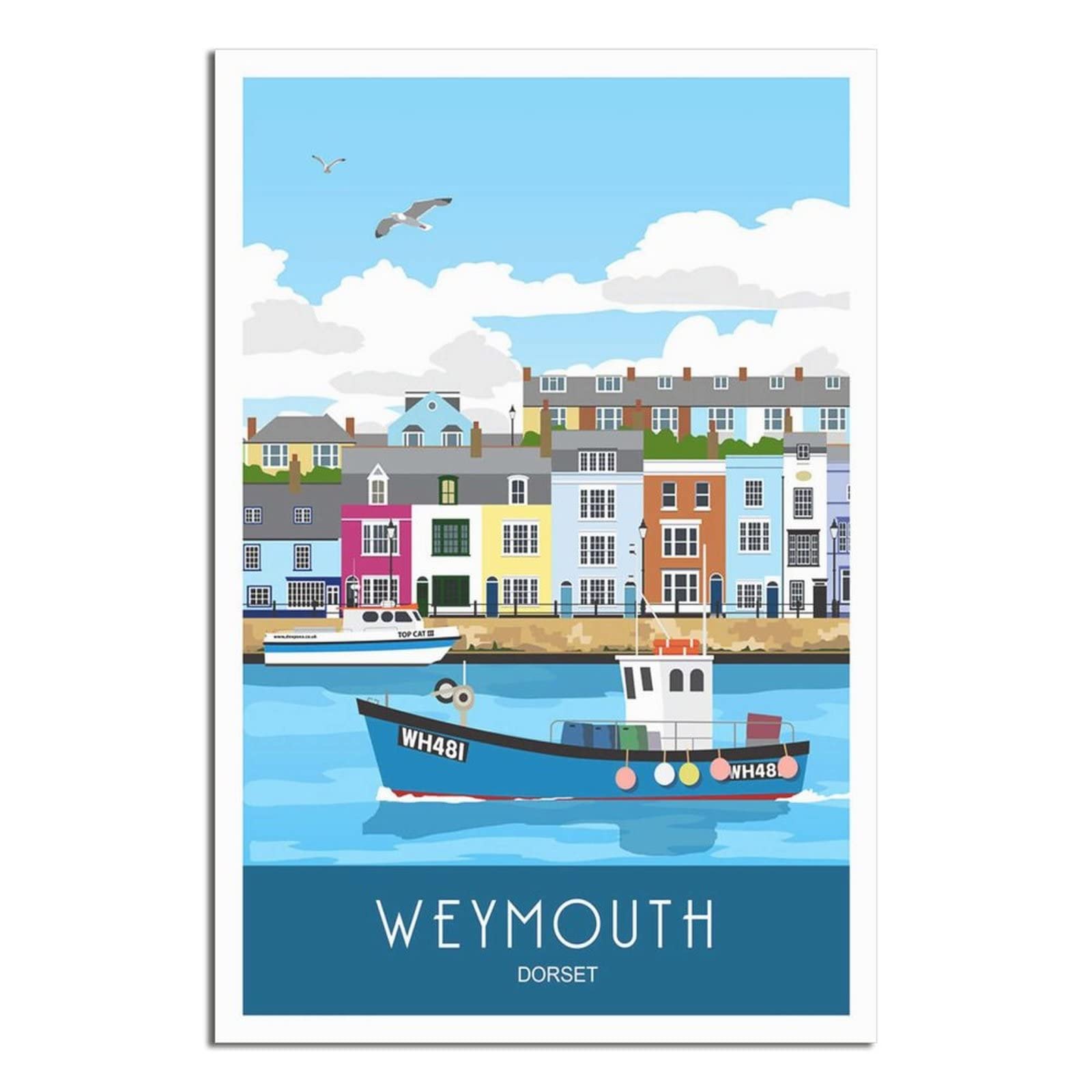 UEJD Vintage Weymouth Harbour Dorset Travel Poster Decorative Posters Modern Bedroom Canvas Art Poster Picture Painting Posters Wall Decor Art Gift