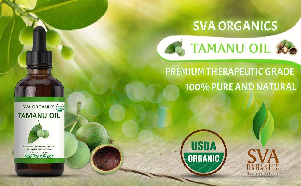 SVA Organics 100% Pure Tamanu Oil | USDA Certified Organic 4 Oz (118 ML) - Premium Grade Therapeutic Grade | Cold Pressed Oil For Face, Skincare, Strong Hair, and Body massage : Health & Household