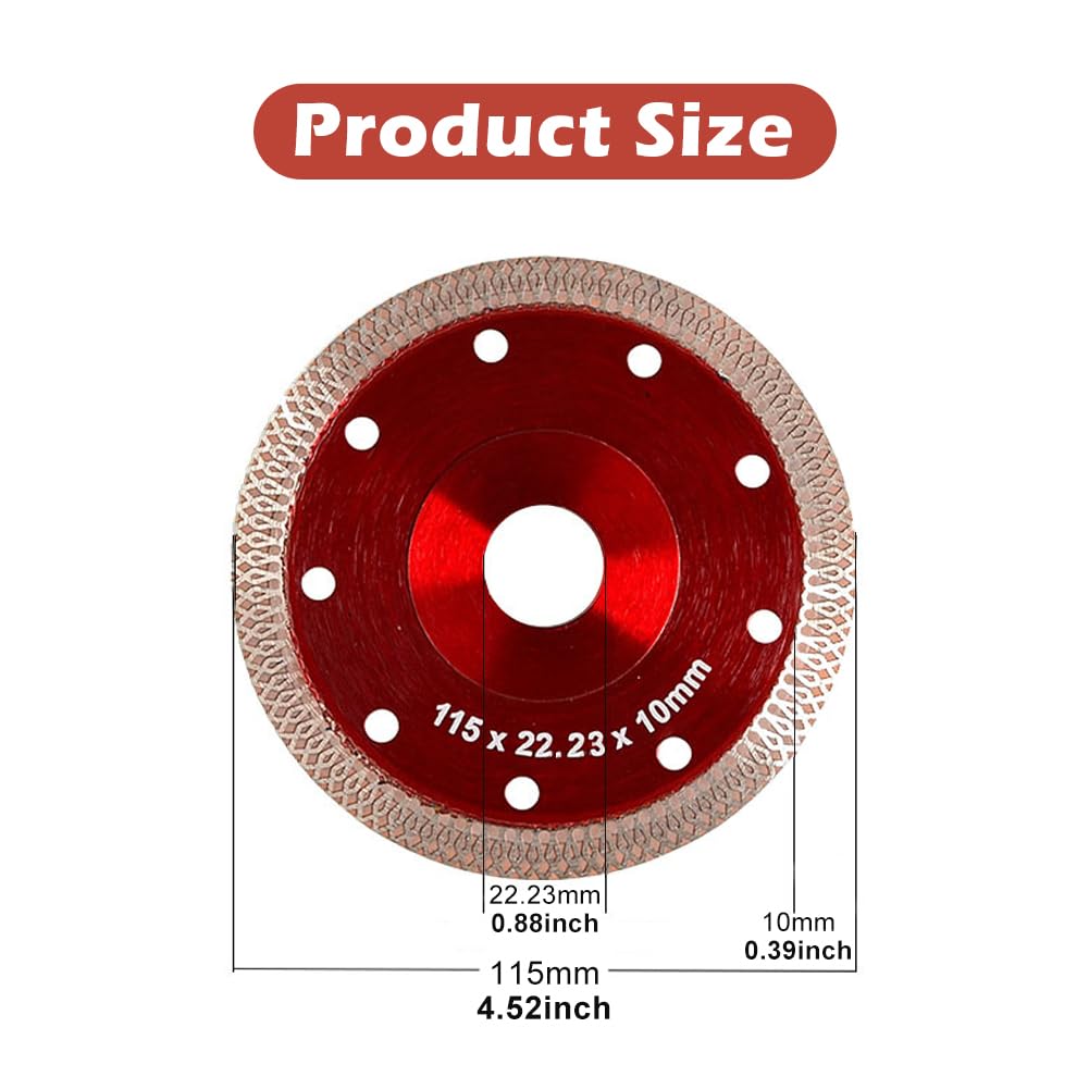 Ansodo 2Pcs 115mm Diamond Cutting Disc for Angle Grinder Tile Cutting Disc, Sharp Cleaning Cut Porcelain, Concrete, Tile - Image 2