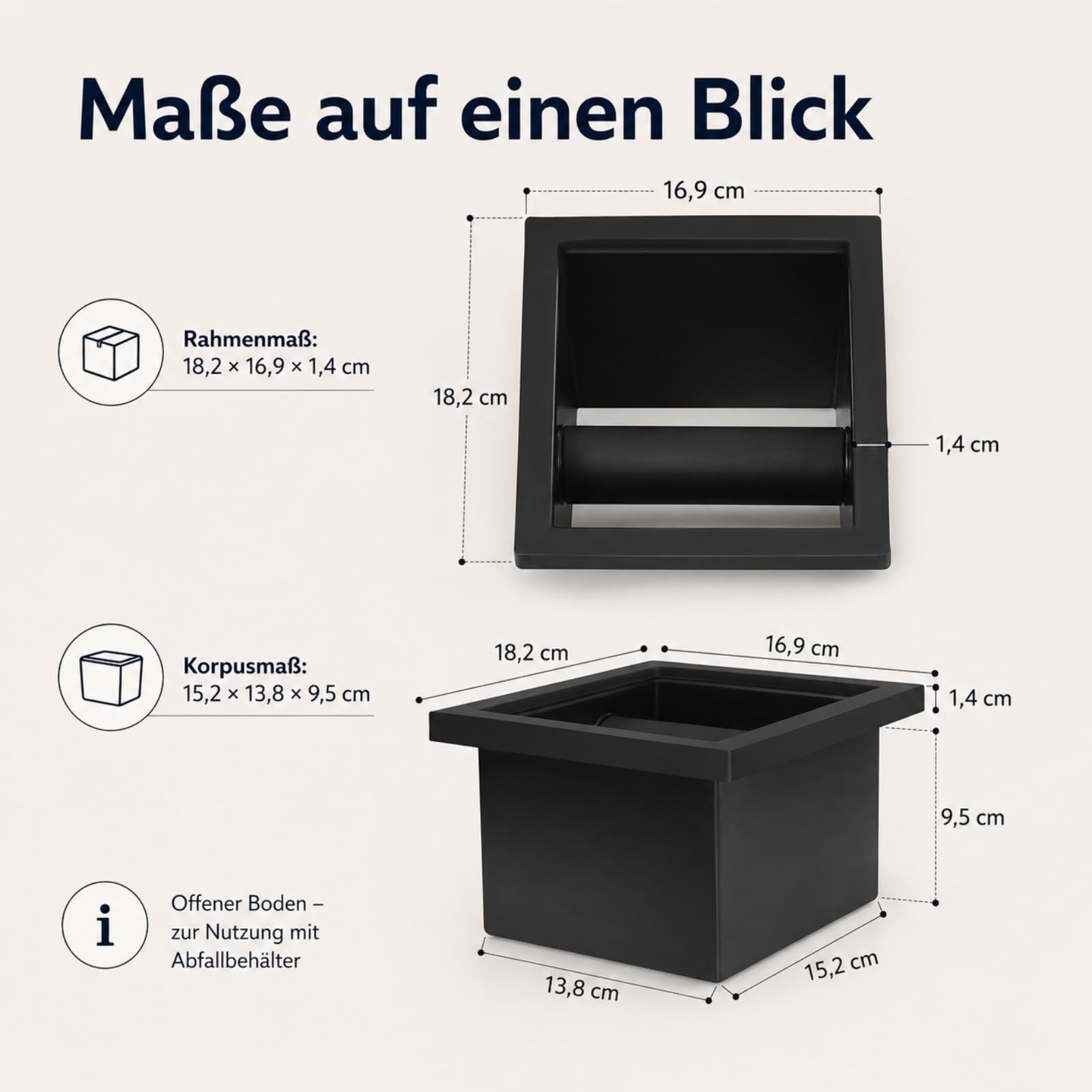 Boîte à café en acier inoxydable, récipient pour marc de café, boîte à résidus sans fond pour cuisines, bars, cafés, noir