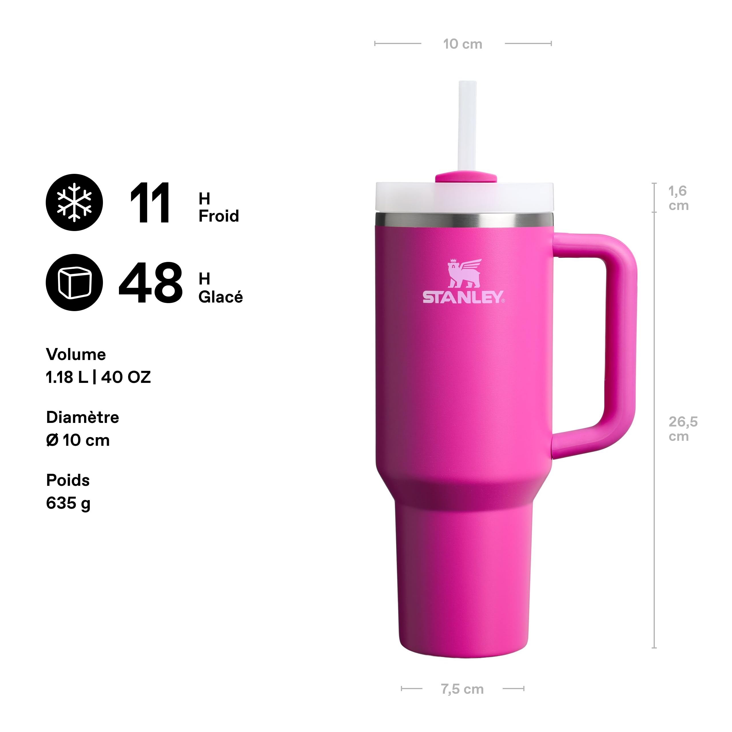 Stanley 1913 Quencher Mug Isotherme avec Paille 0.59L - Violet Blossom