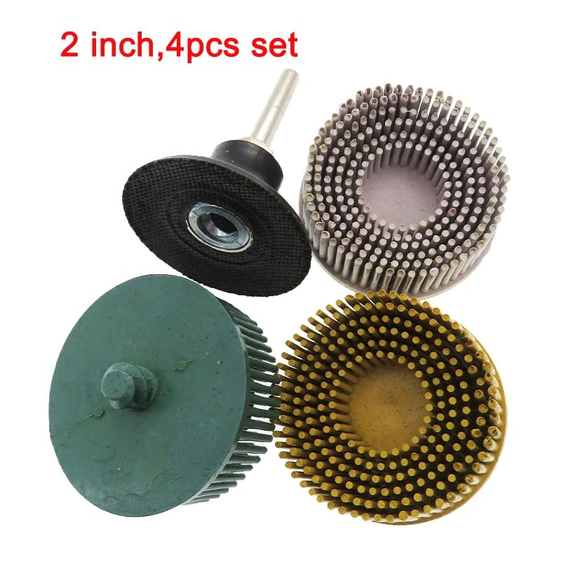 Abrasive Bristle Disc 3 Pcs, 2 Inch 3 Inch with Backer Holder 1/4'' Shank for Metal Deburring Polishing Cleaning Rust Removal,2 Inch with Backer