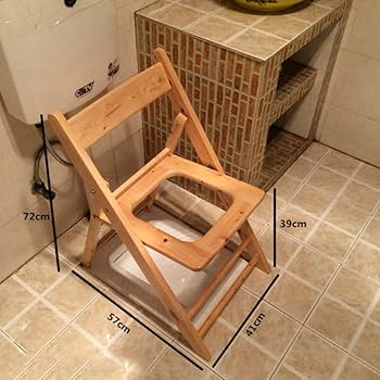 Amazon.co.jp: ポータブル木製便座椅子、高齢者折りたたみ便器