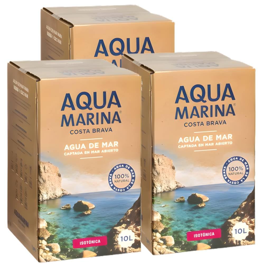AQUAMARINA Costa Brava Agua de Mar Isotónica 10L | 100% Natural Hidratación Deportiva y Bienestar | Calidad Mediterránea | (3, Bag-in-Box 10 LITROS)