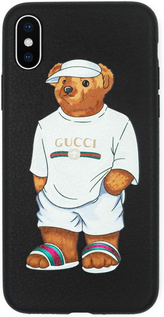 Stylish Bear Custom Fashion Protective Flexible Case/Cover/Skin Leather Finish for iPhone (White Bear, iPhone Xs Max)