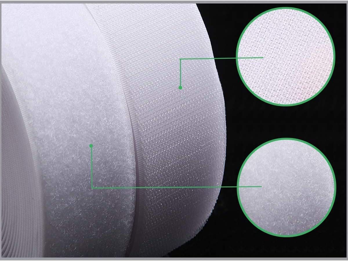 Gemsy Hook and Loop Non Adhesive Tape | 25mm Width | 5m Hook + 5m Loop | Household, School, Office | Ideal for Fabric, Curtains, Sofa Covers, and More | Heavy Duty (White) 3