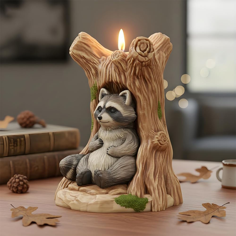 Raccoon Tree Stump Candle Molds, Bear Silicone Molds for Candles Soap Resin Plaster Cement Craft, Animal Nature Soap Mold, Home Decor Gifts