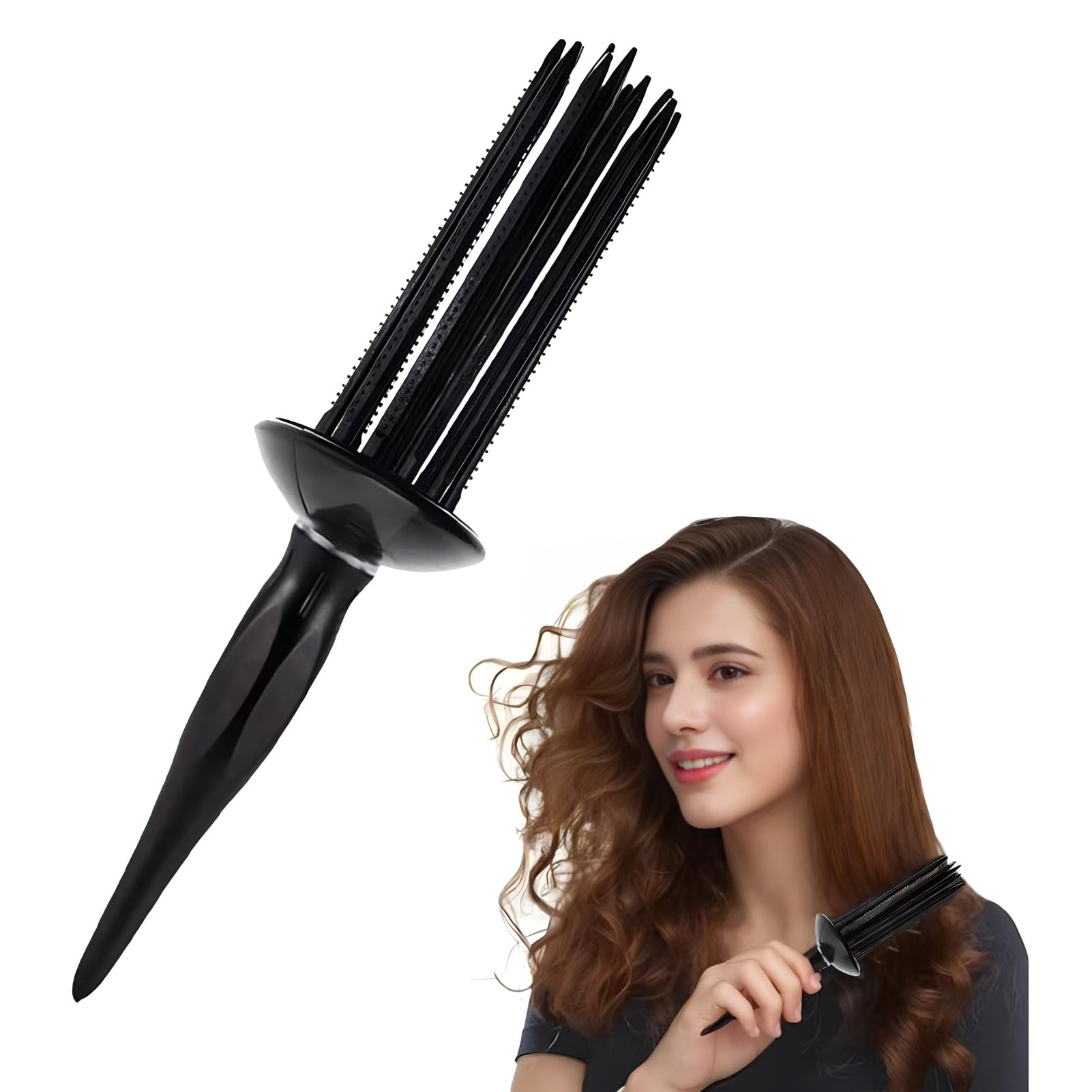 Neuvikter17 Teeth Curl Defining Brush, Professional Curly Hair Styler Tool for Salon and Home (Black)