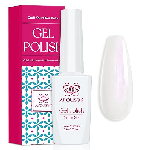 Arousar Esmalte de uñas en gel, 0.5 onzas líquidas, color blanco perla, esmalte de uñas de gel de secado rápido para otoño, día de Acción de