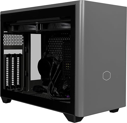 Miniatura 1 de Cooler Master Funda NR200P MAX Mini-ITX con AIO de 11.024 in, 850 W SFX PSU, montaje vertical de GPU, elevador PCIe Gen4, vidrio o panel ventilado
