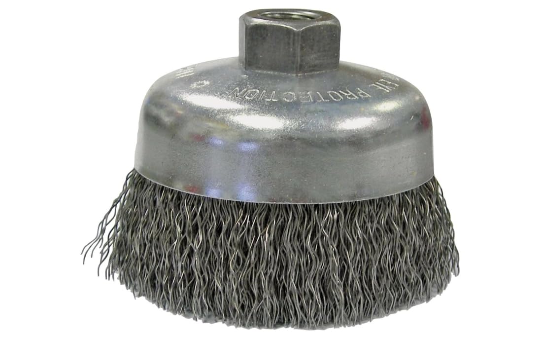 Weiler Vortex Pro cepillo de alambre para, con orificio roscado de acero al carbono, alambre ondulado, 6 ", 1
