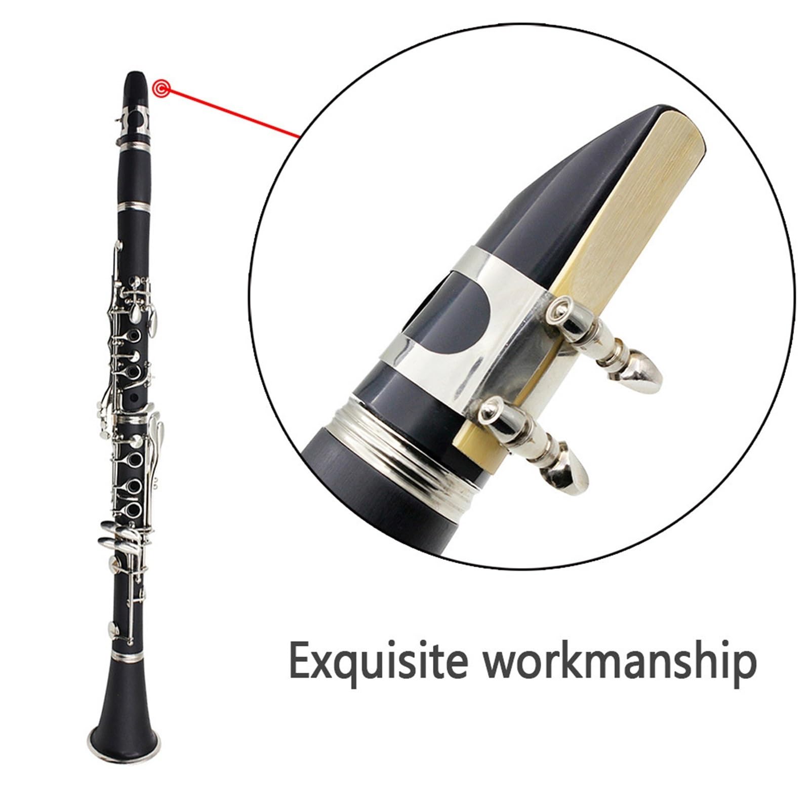 Büfett Klarinette B Flat 17-Tasten ABS-Harzrohrkörper Anfänger- Und Erwachsenen-Testinstrumentenset(D)