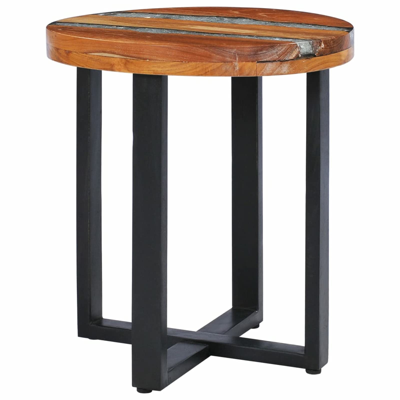 Homgoday Table basse 40 x 45 cm en bois de teck massif et polyrésine, table d'appoint pour canapé, table d'appoint pour salon, salle de réception d'invités, chambre à coucher et mobilier de bureau