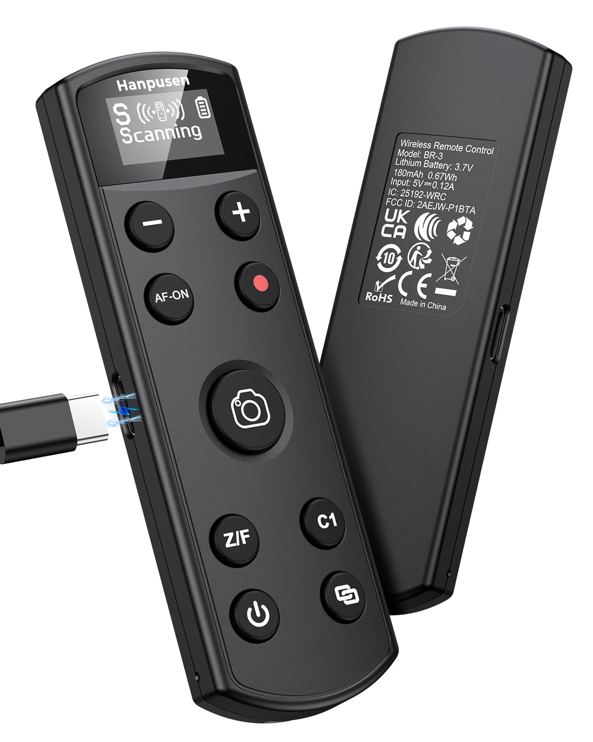 Hanpusen Telecomando ricaricabile per fotocamera Sony – scatto senza fili con schermo OLED compatibile con ZV-1F, ZV-1II, ZV-1, ZV-E10II, ZV-E10, A6100, A6400, FX30, FX3; sostituisce Sony RMT-P1BT