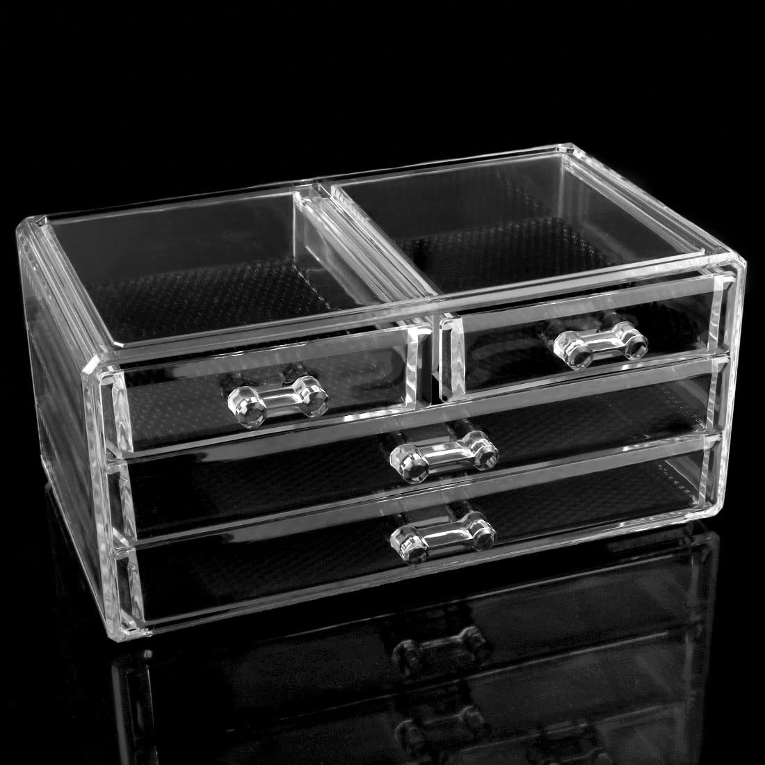 Ruilogod Organizador de cosméticos acrílico transparente para maquillaje, delineador de pintalabios, soporte para brochas y joyas, caja expositora, cajones (estilo 15)