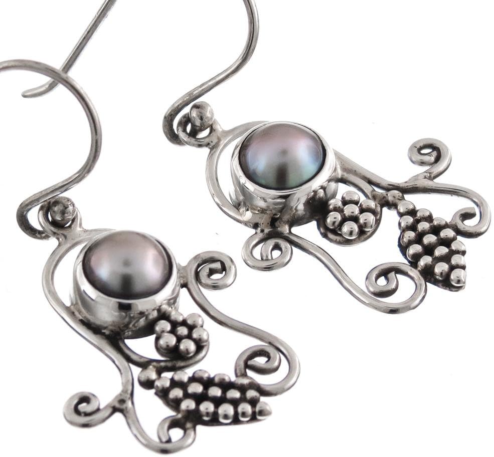 Freshwater Button Cultured Pearl 925 Sterling Silver Earrings, 3/4"