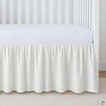 Cottington Lane Ivory Crib Skirt Dust Ruffle, 100% Natural Cotton, Soft, Durable Nursery Crib Toddler Bedding Skirt for Baby Girls or Boys, Fits Standard Cribs 28" x 52" with 14" Drop