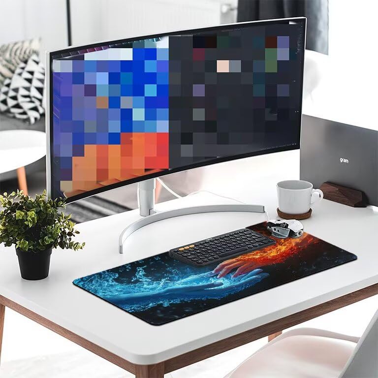 Tappetino Mouse Gaming XXL 1600 x 800 mm Tappetino Antiscivolo Sottomano Da Scrivania Per Mouse e Tastiera, Con Base In Gomma Antiscivolo, Lavabile, Mouse Pad Coppia di mani, Regalo per Uomo L-831