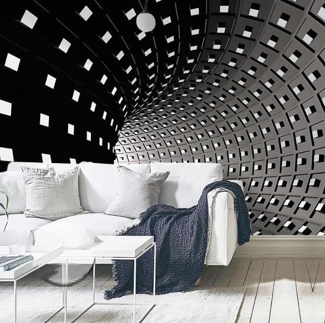 Papier peint 3D espace noir et blanc grand format 400x280cm photo murale moderne salon