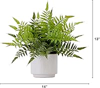 Vista 2 de Nearly Natural Planta artificial de helecho Boston de 13 pulgadas con maceta decorativa